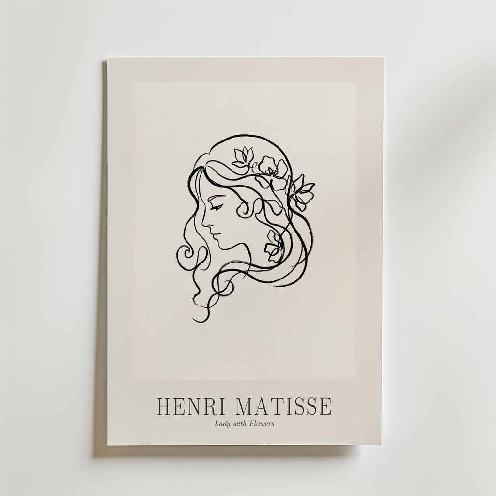 Henri Matisse Lady with Flowers Poster – med passepartout