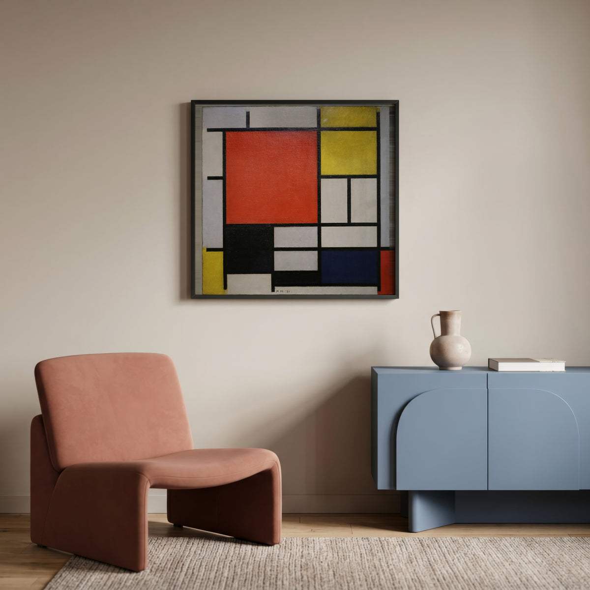 Piet Mondrian Composition with Large Red Plane 1921 Poster – inramad 1