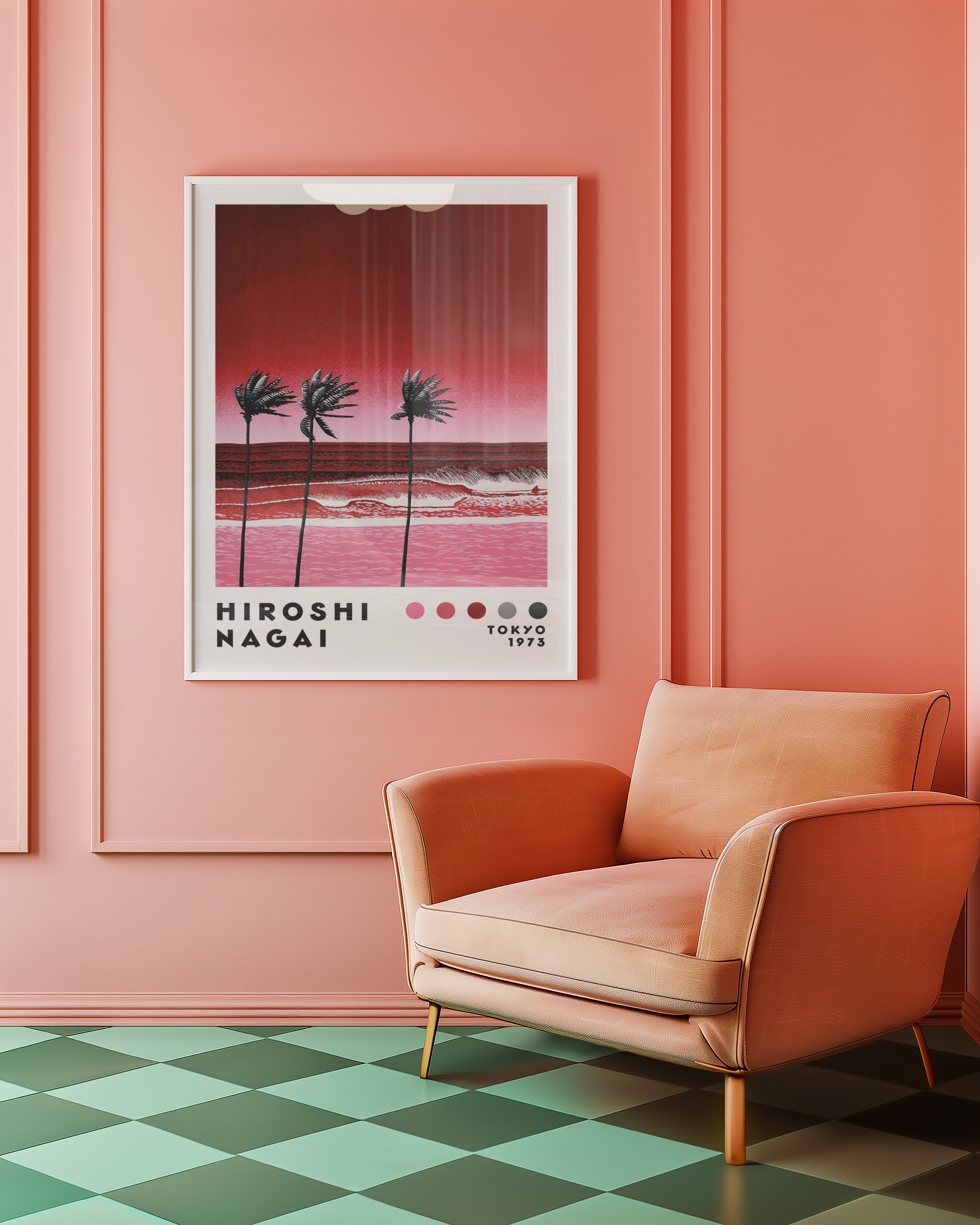 Hiroshi Nagai Crimson Coast poster visualiserad på vägg – från Bozetto i hög kvalitet