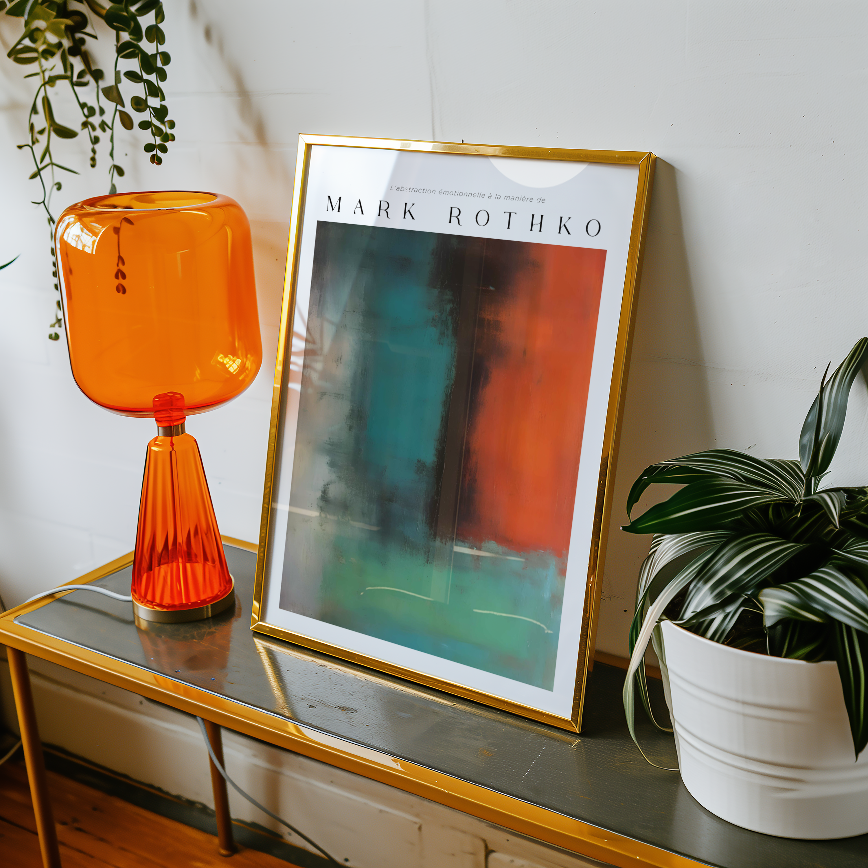 Mockup av Deep Division Mark Rothko affisch på vägg – köp enkelt hos Bozetto i hög kvalitet