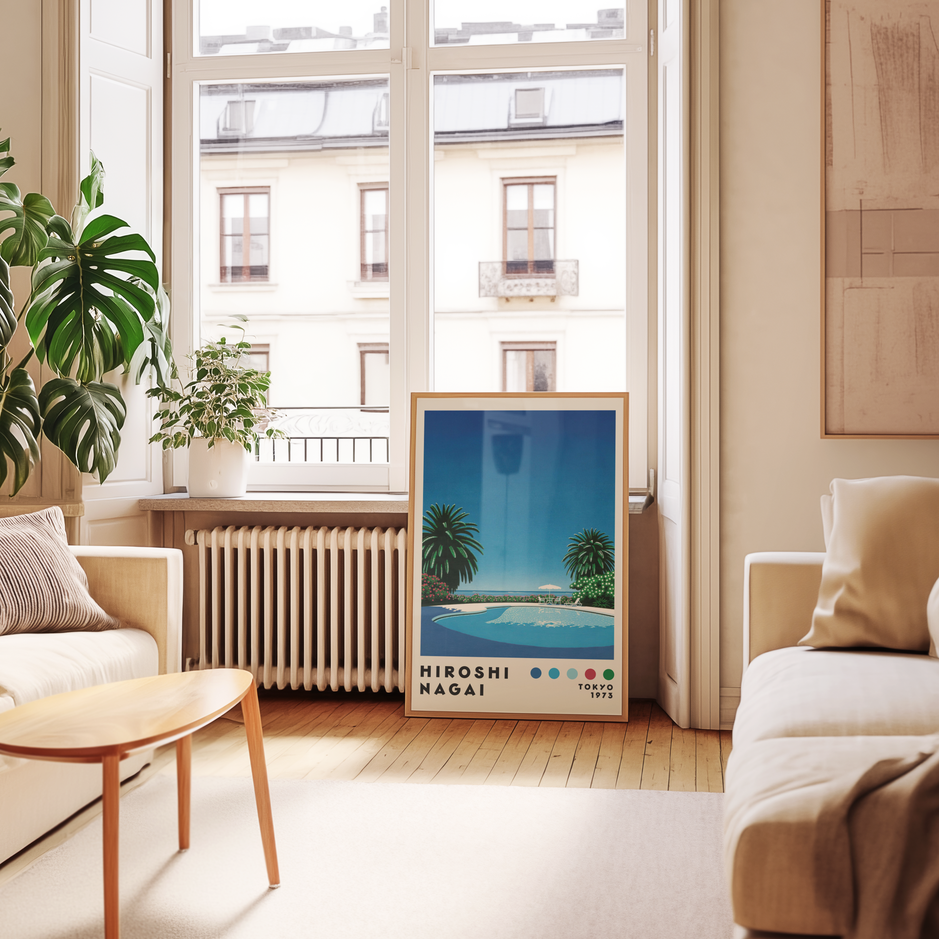 Hiroshi Nagai Seaside Pool poster visualiserad på vägg – från Bozetto i hög kvalitet