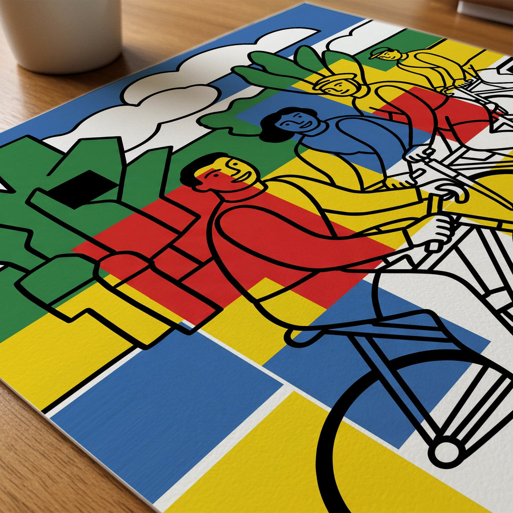 Fernand Leger The Cyclists Poster – närbild på papper