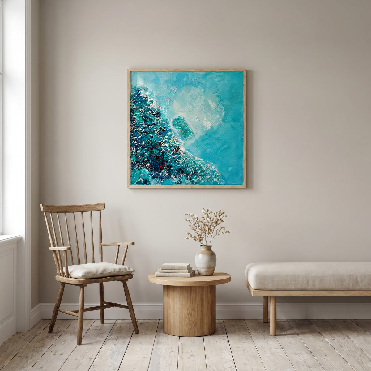 Sonia Tondkar Turkos Strand Poster – inramad 3