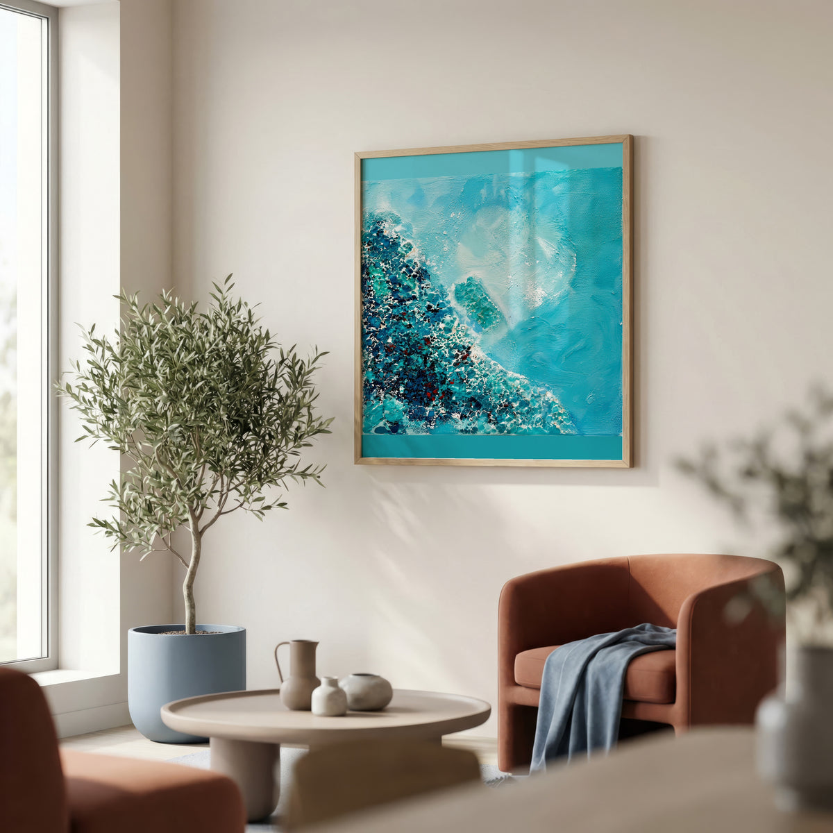 Sonia Tondkar Turkos Strand Poster – inramad 4