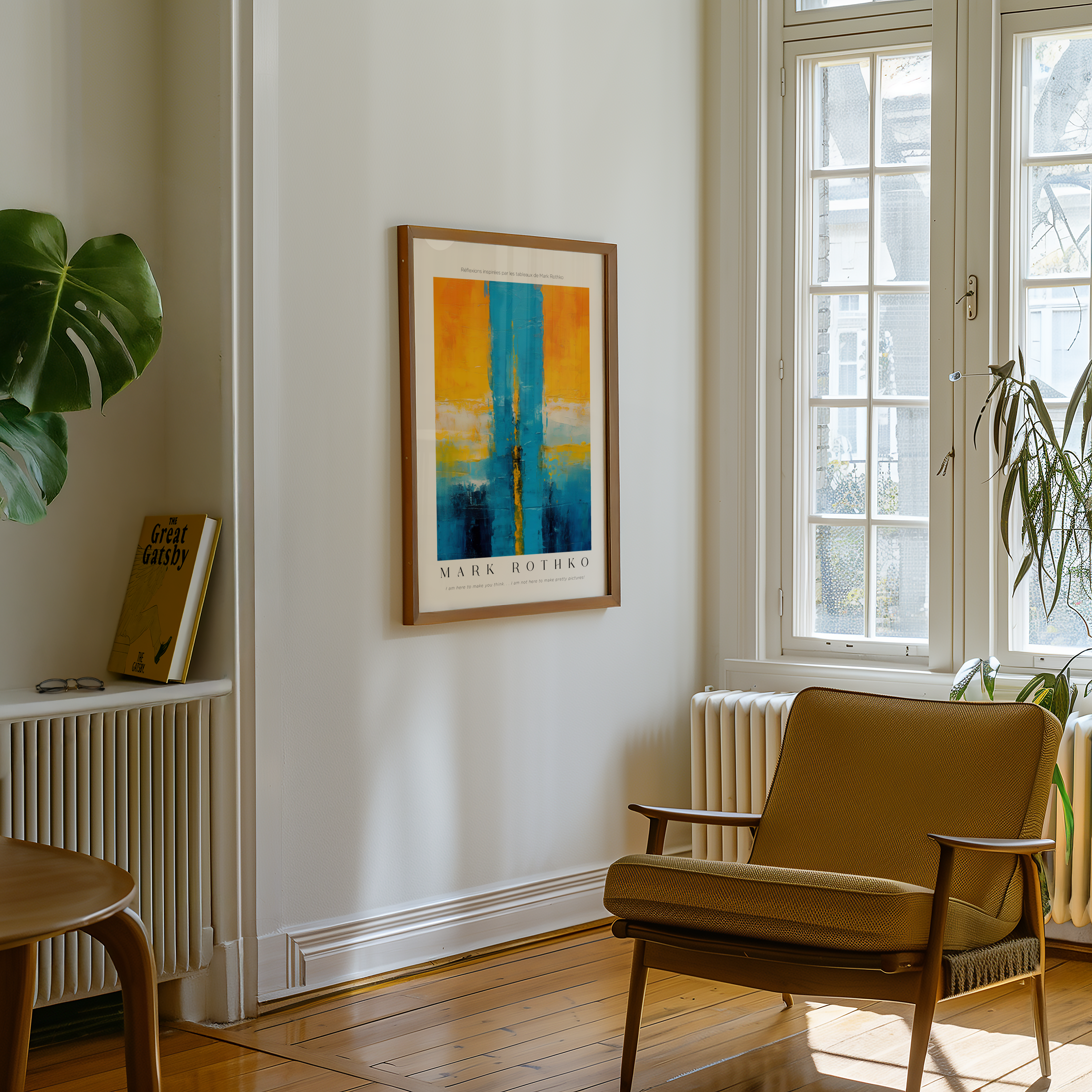 Mockup av Skybreak Mark Rothko affisch på vägg – köp enkelt hos Bozetto i hög kvalitet
