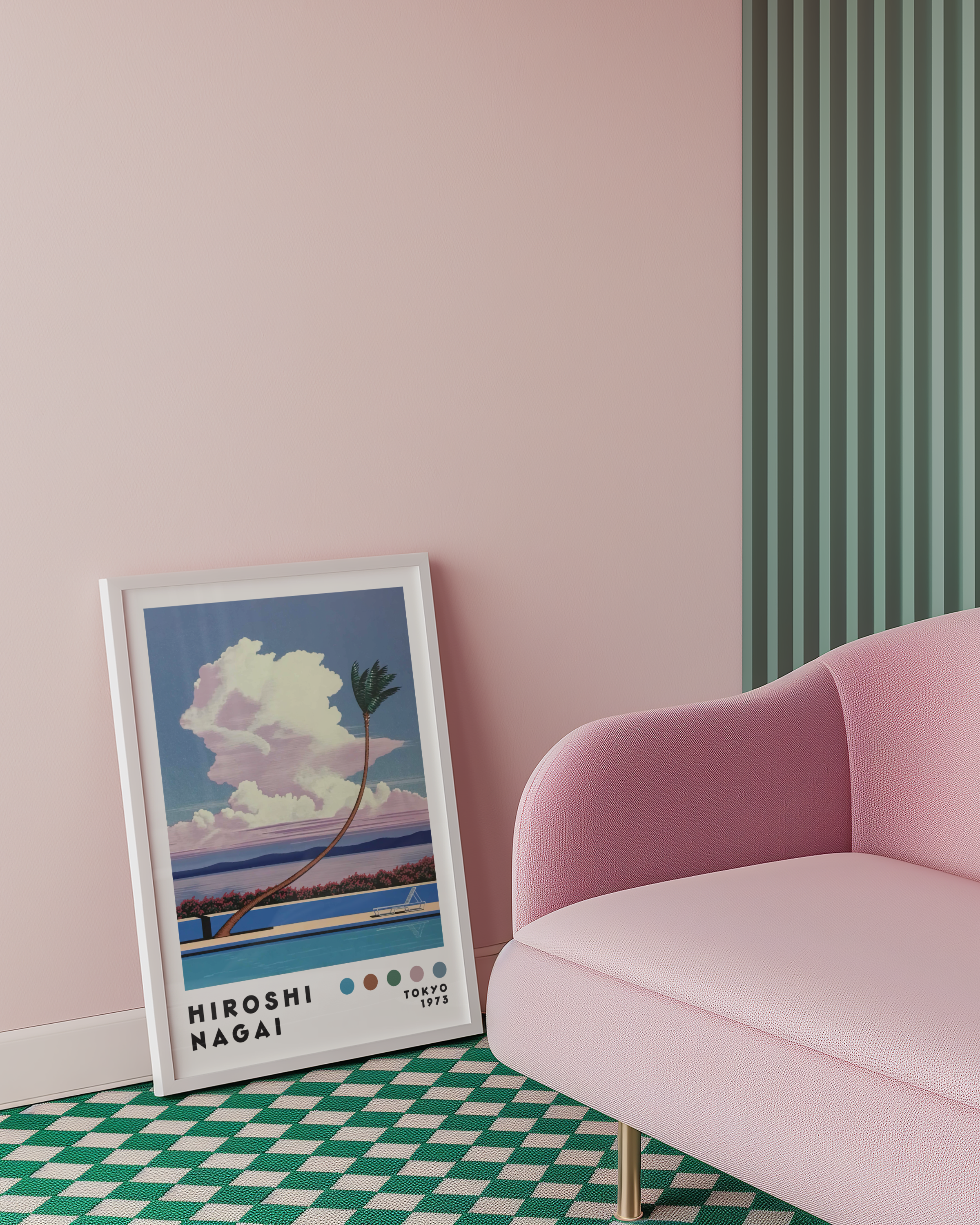 Hiroshi Nagai Cloudside Palm poster visualiserad på vägg – från Bozetto i hög kvalitet