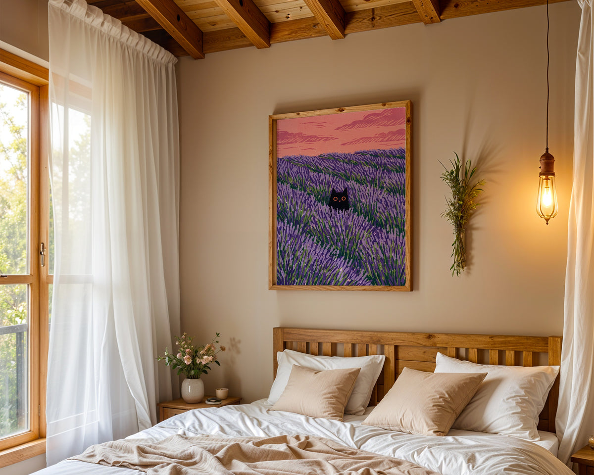 Hidden Cat Lavender Poster – i rum 4