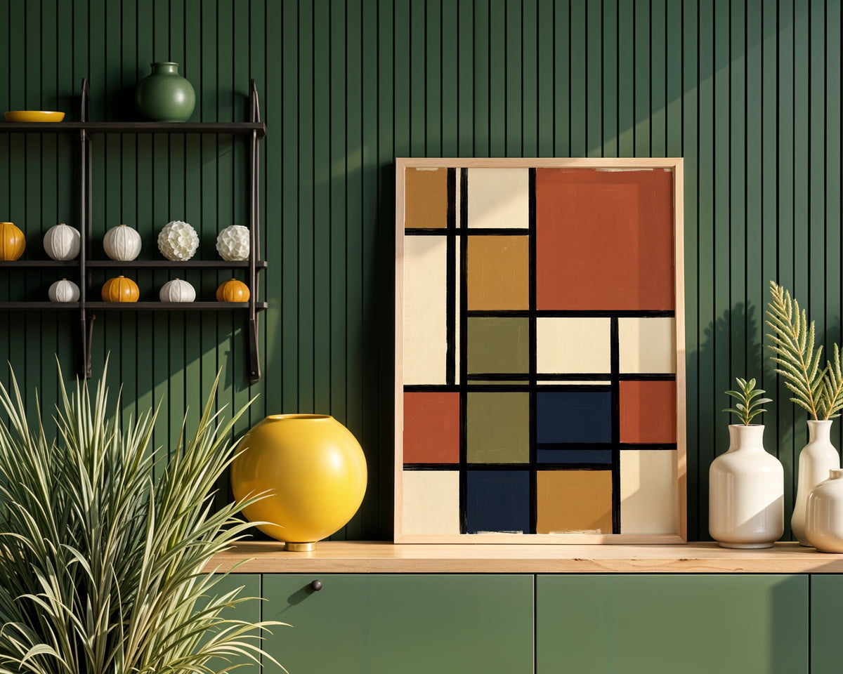Piet Mondrian Composition in Terracotta Poster – i rum 4