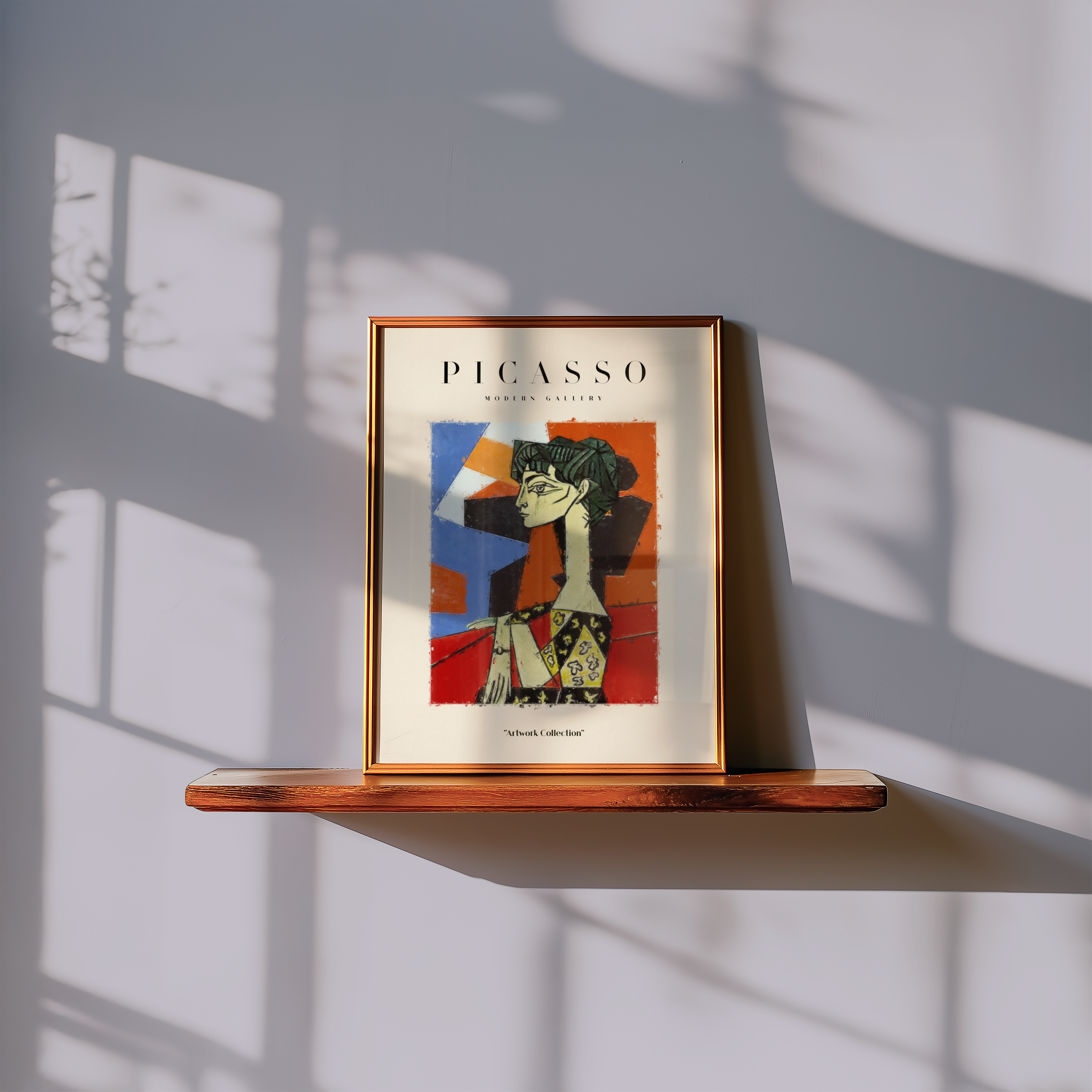 Mockup av Picasso Modern Line Art affisch på vägg – köp enkelt hos Bozetto i hög kvalitet