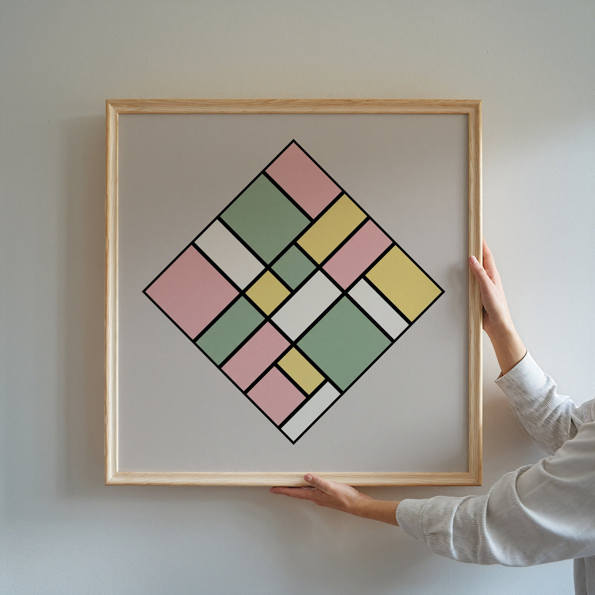 Piet Mondrian Pastel Lozenge Poster – i rum 3