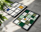 Piet Mondrian Composition in Green Poster – två posters i rum 1