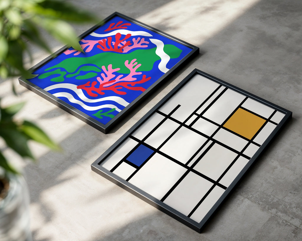Piet Mondrian Quiet Composition Poster – två posters i rum 1