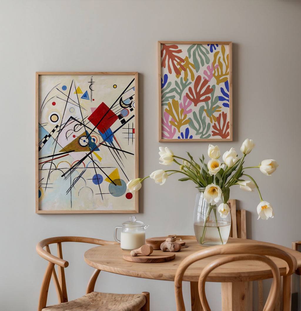 Wassily Kandinsky Lines on White Poster – två posters i rum 1