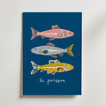 French Fish Illustration – stilfullt konsttryck från Bozetto, tryckt på matt finpapper