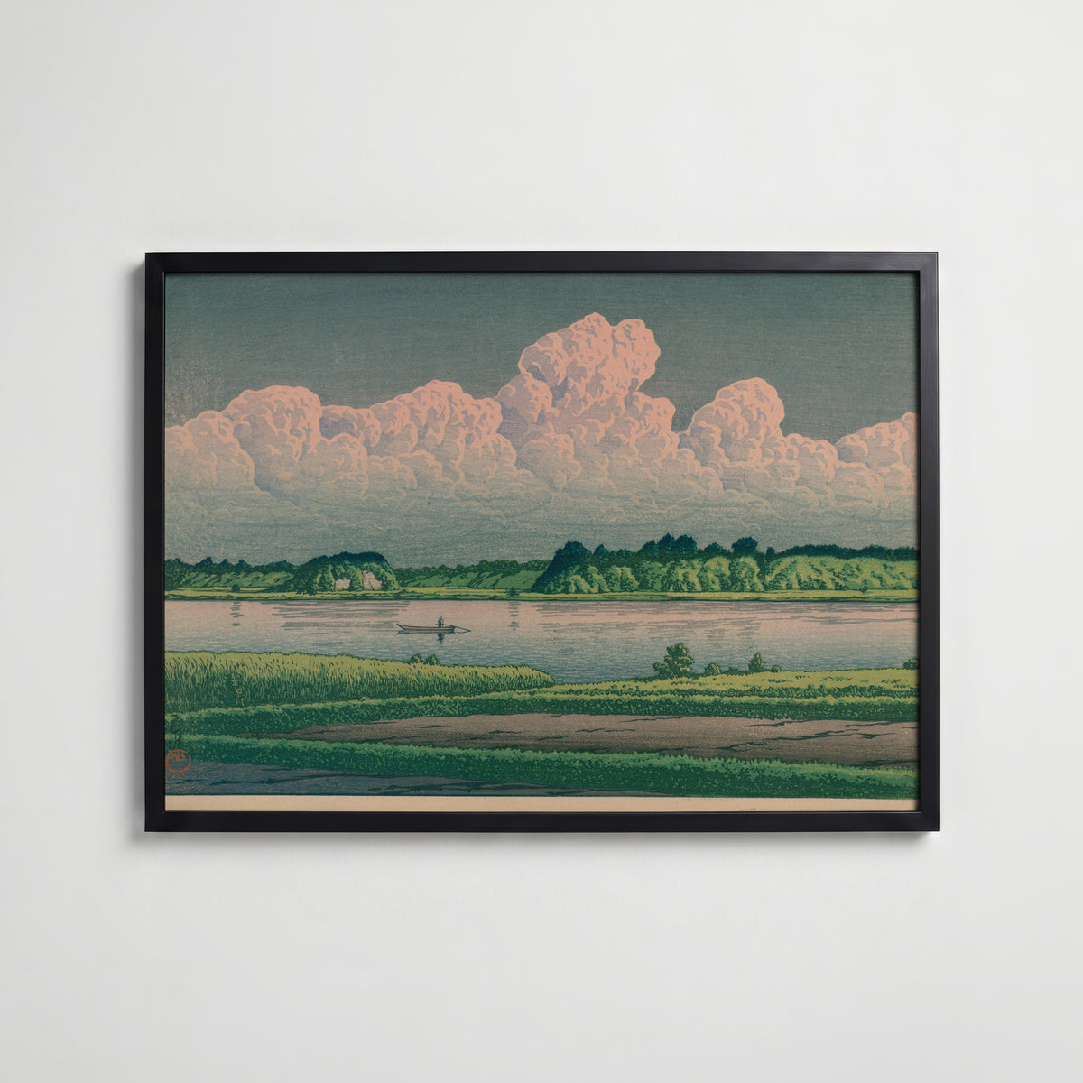 Hasui Kawase Lake Teganuma 1930 Poster – svart ram