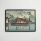 Hasui Kawase Miyajima in Mist 1947 Poster – svart ram