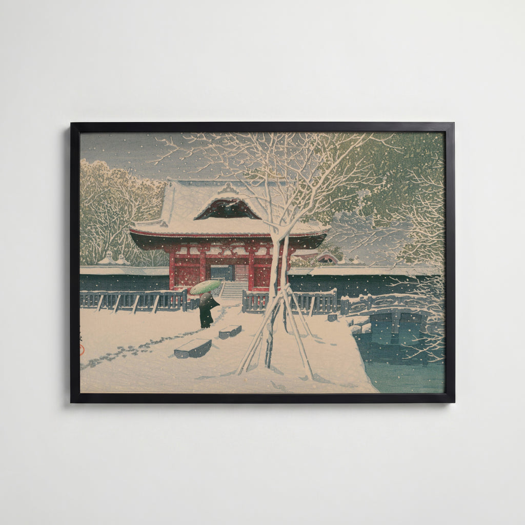 Hasui Kawase Shiba Park in Snow 1931 Poster – svart ram
