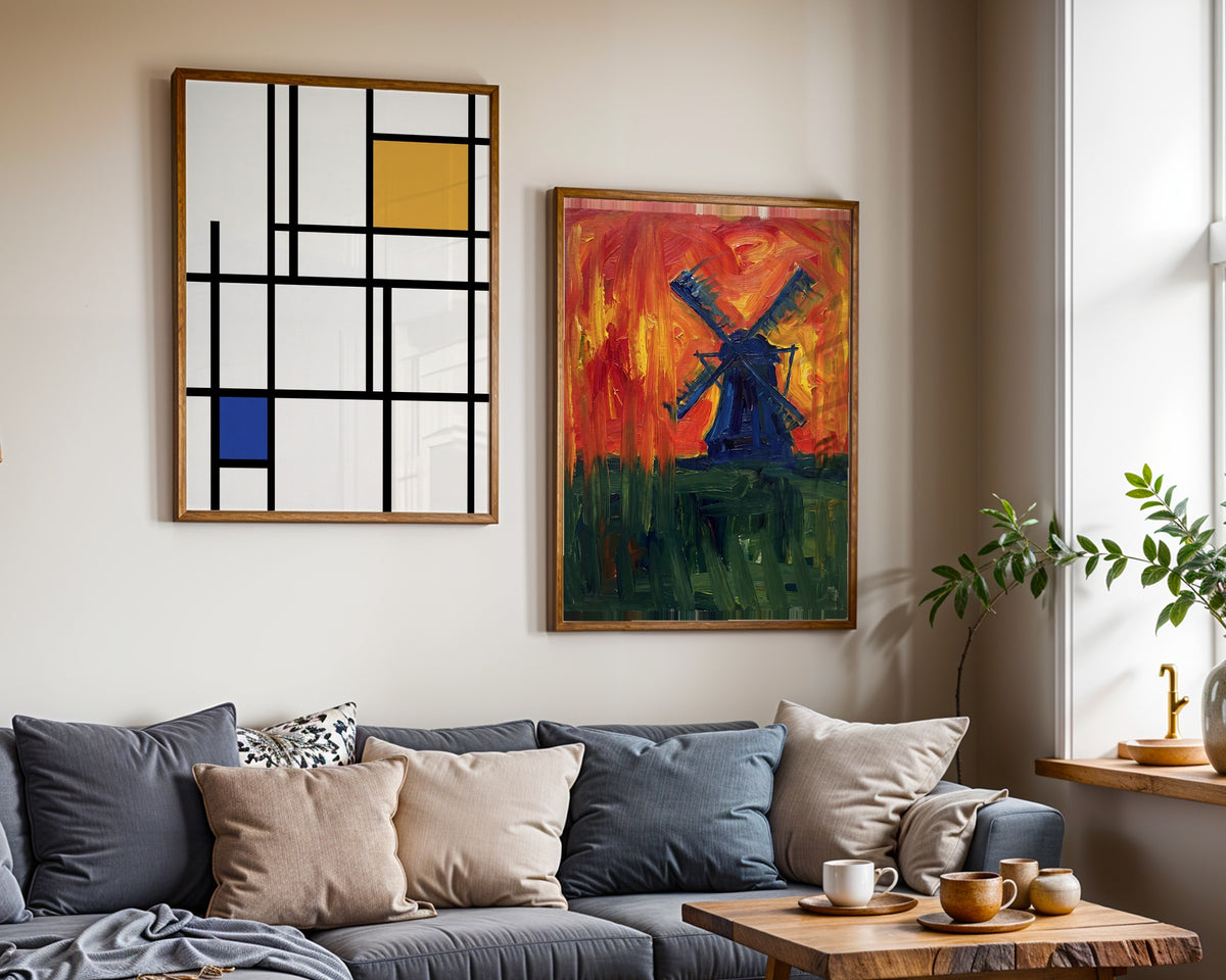 Piet Mondrian Quiet Composition Poster – två posters i rum 2