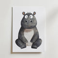 Happy Hippo – stilfullt konsttryck från Bozetto, tryckt på matt finpapper i hög tryckkvalitet