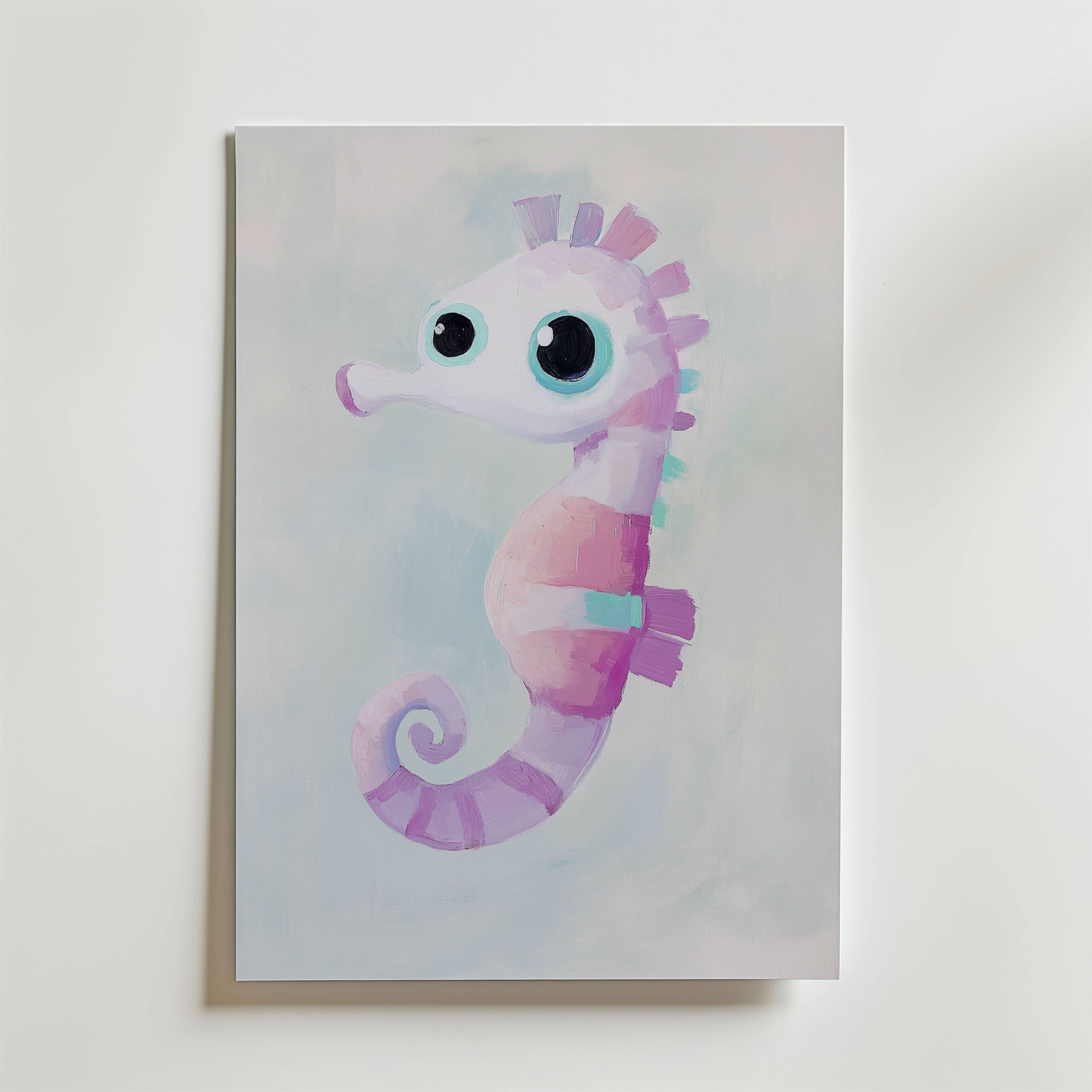 Pastel Seahorse – stilfullt konsttryck från Bozetto, tryckt på matt finpapper i hög tryckkvalitet