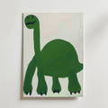 Happy Green Dino – stilfullt konsttryck från Bozetto, tryckt på matt finpapper i hög tryckkvalitet