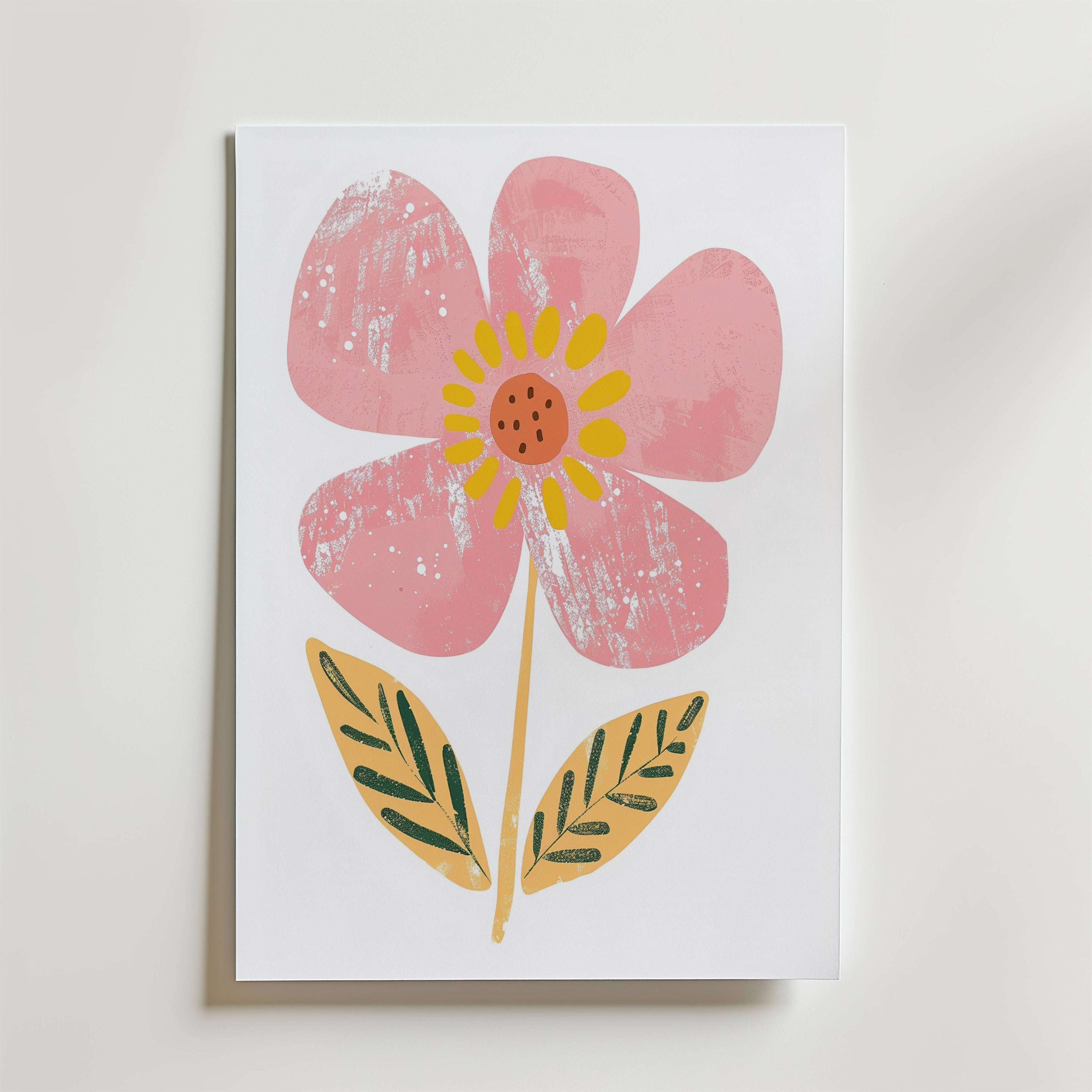 Pink Flower – stilfullt konsttryck från Bozetto, tryckt på matt finpapper i hög tryckkvalitet