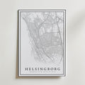 Storleksjämförelse för Helsingborg Karta affisch – Bozetto erbjuder flera format