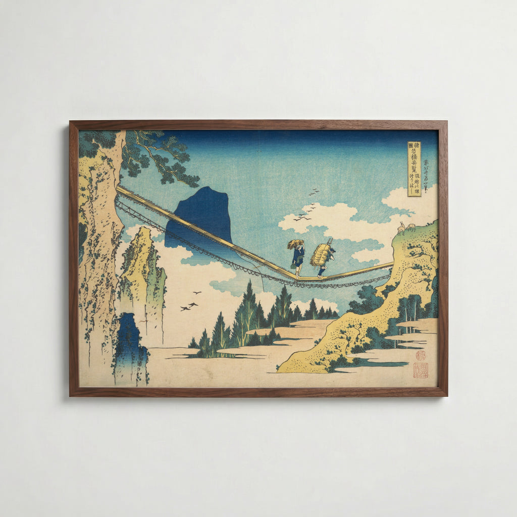 Katsushika Hokusai The Suspension Bridge between Hida and Etchu 1834 Poster – valnötsram