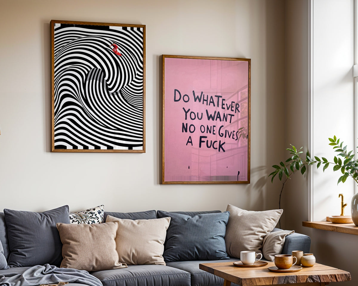 Op Art Surf Poster – två posters i rum 3