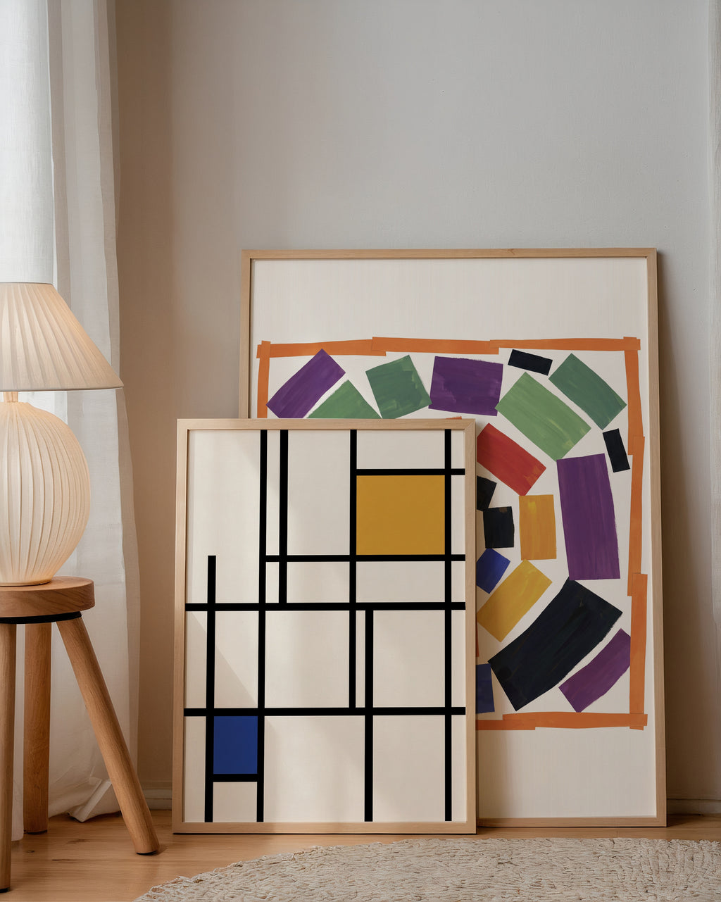 Piet Mondrian Quiet Composition Poster – två posters i rum 3