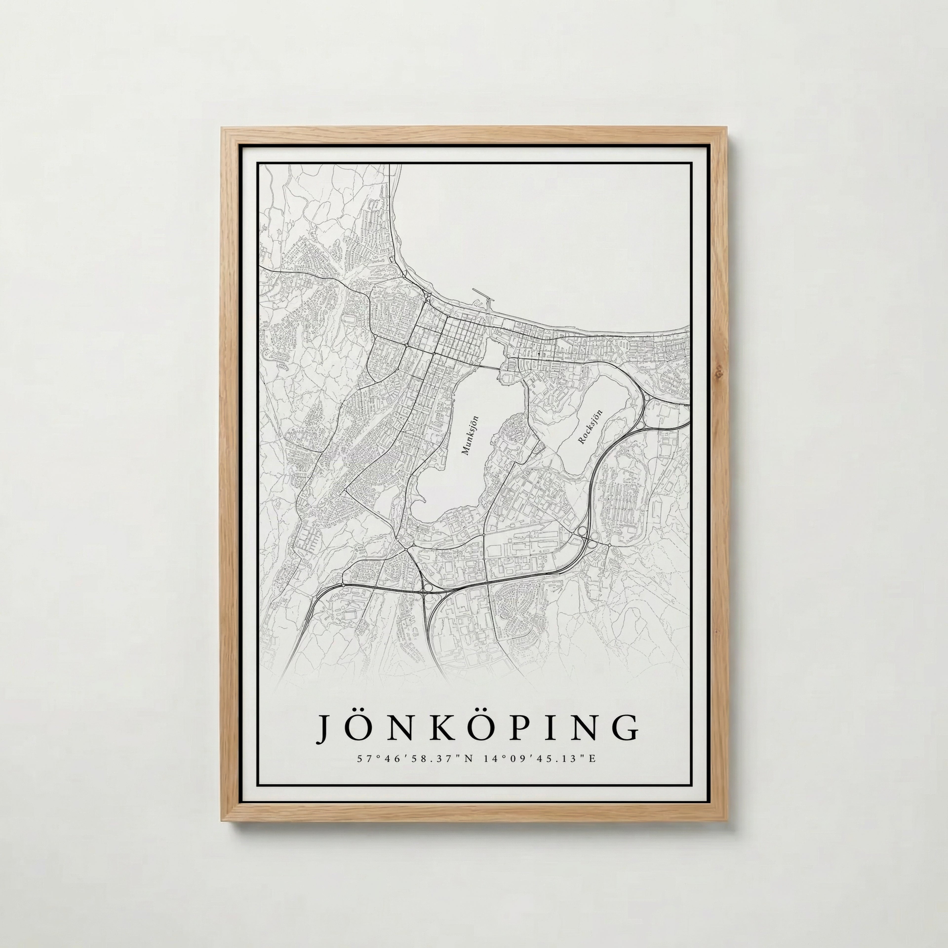 Jönköping Karta poster i olika storlekar – köp enkelt hos Bozetto i hög kvalitet