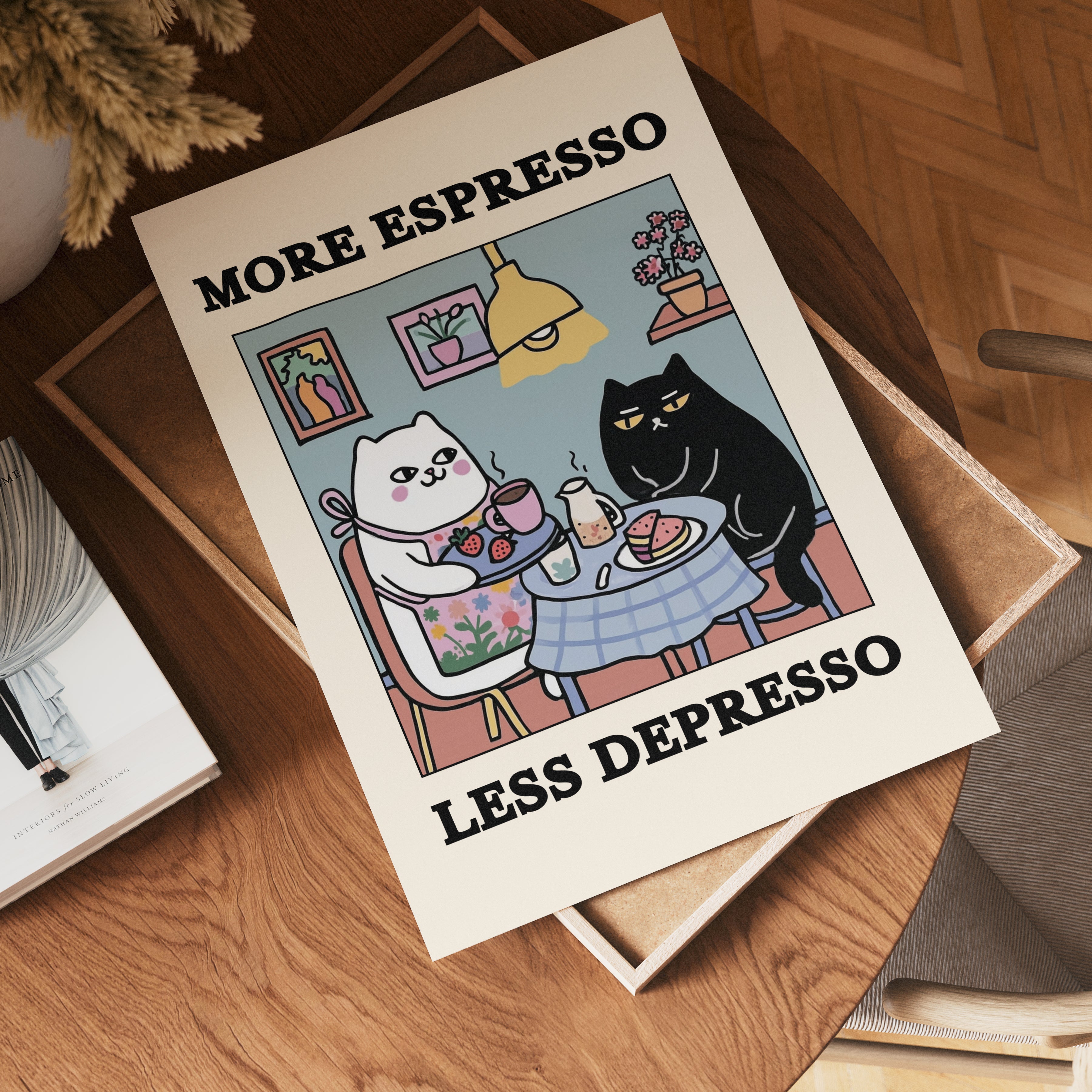 Espresso Therapy affisch på vit bakgrund – köp enkelt hos Bozetto i hög kvalitet