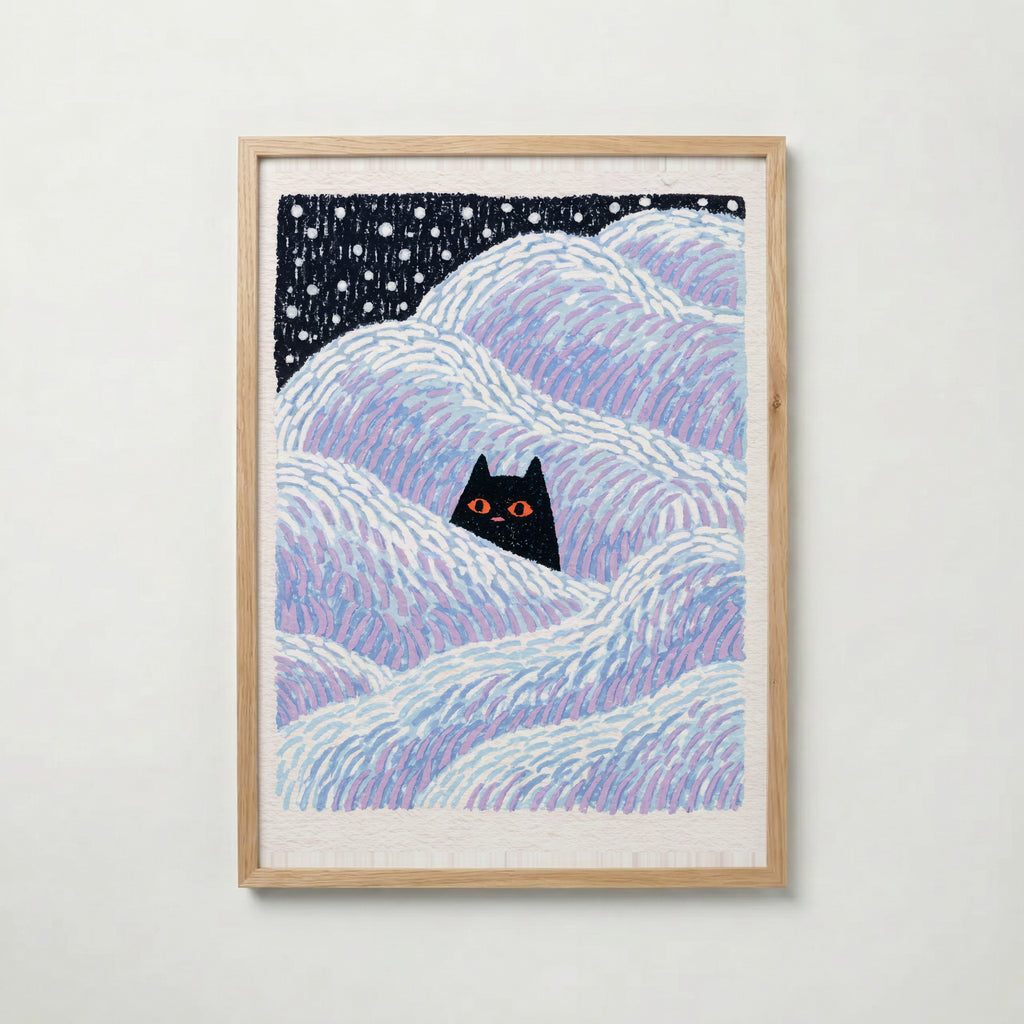 Hidden Cat Snowdrift Poster – ekram