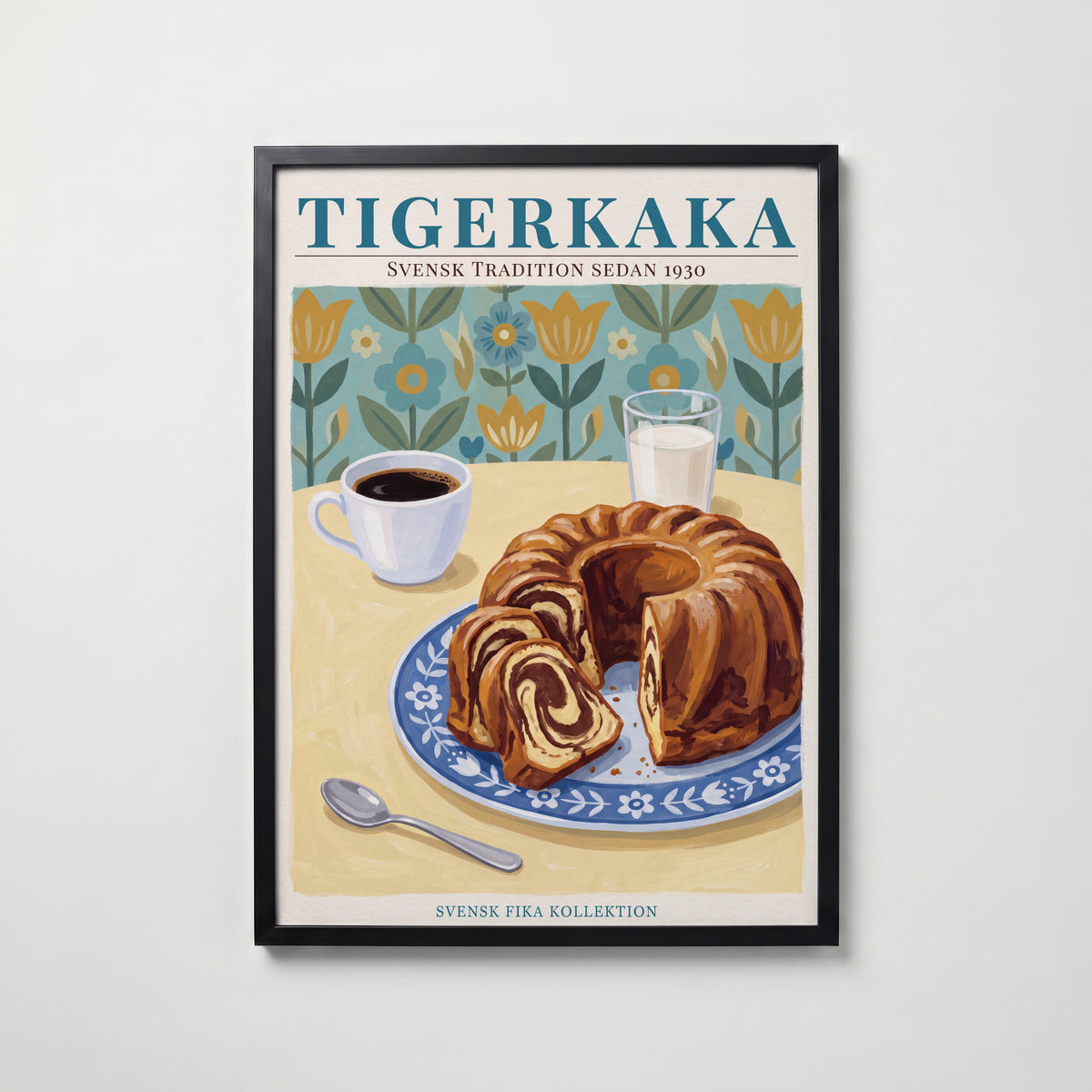 Tigerkaka Poster – svart ram