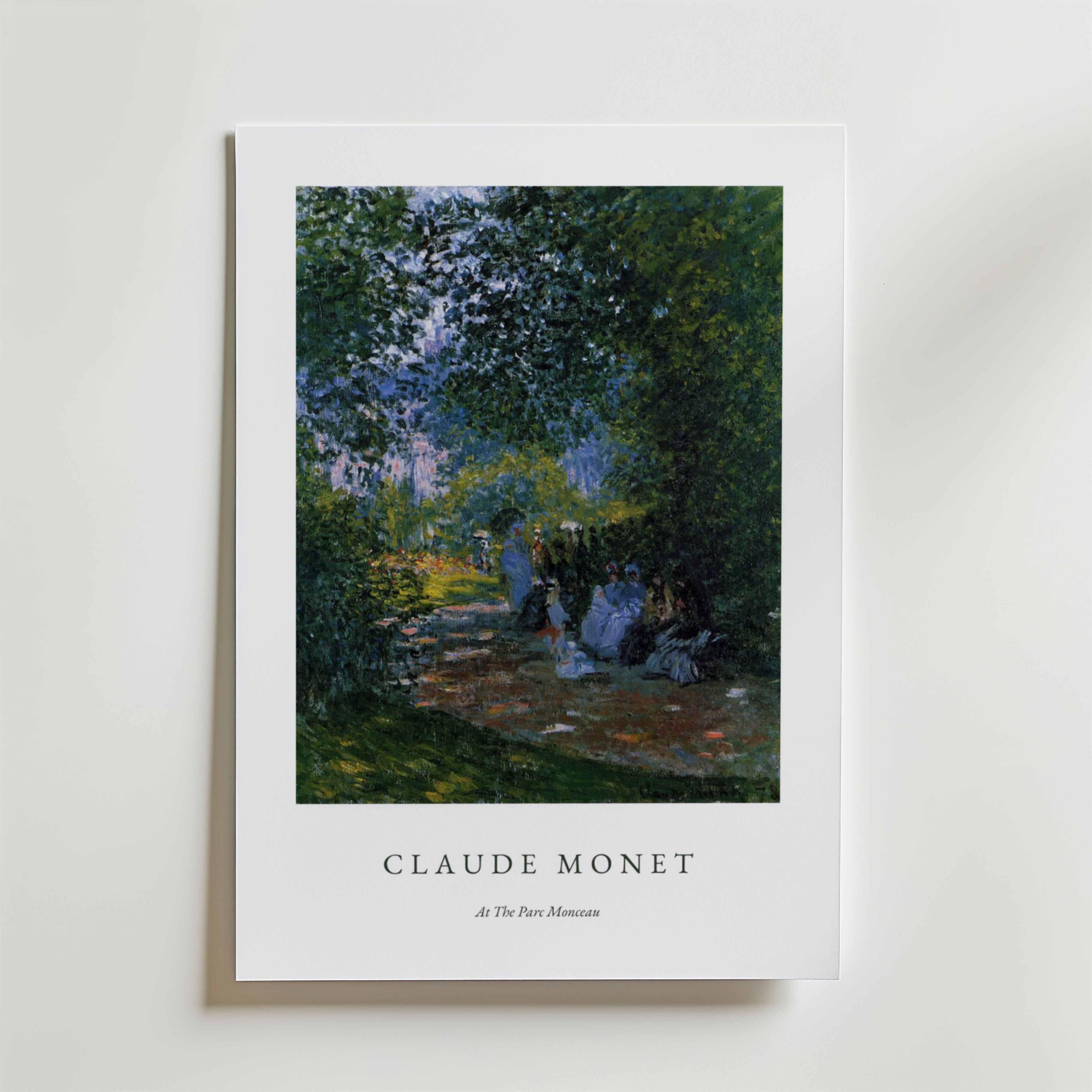 Claude Monet At the parc monceau affisch på neutral bakgrund – poster från Bozetto