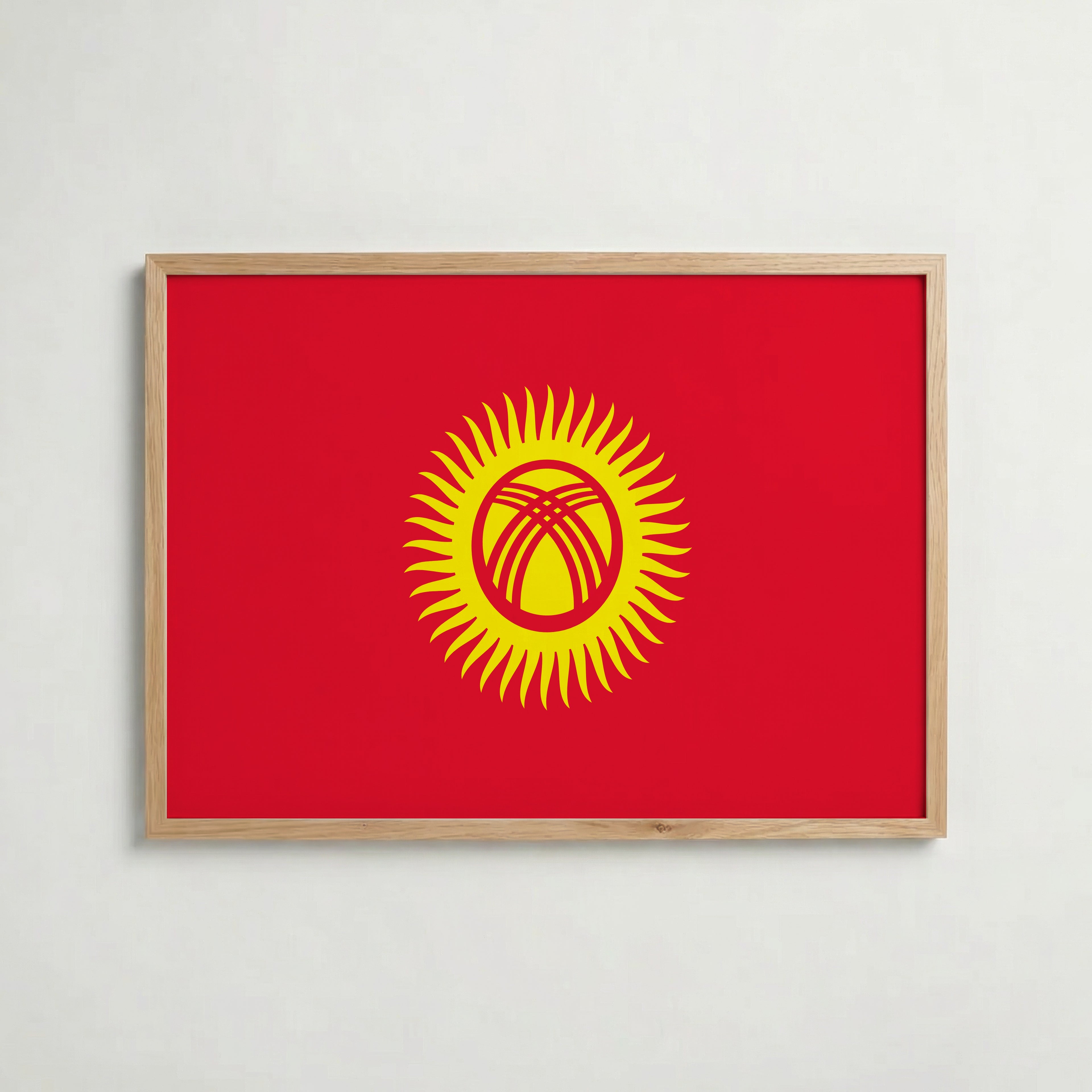 Kyrgyzstan National Flag Poster i ekram – inramad konsttryck för stilren inredning hos Bozetto