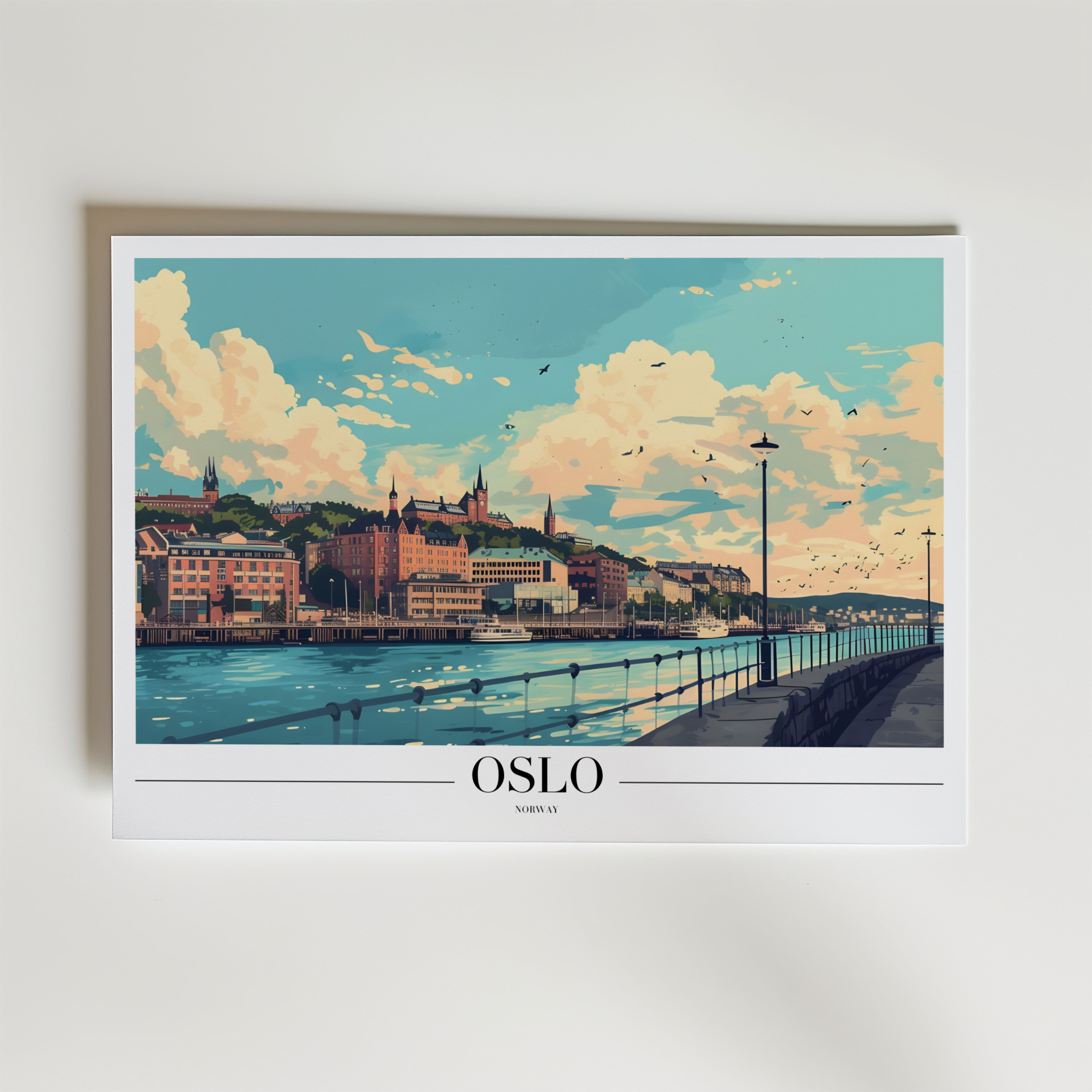 Oslo – stilfullt konsttryck från Bozetto, tryckt på matt finpapper i hög tryckkvalitet
