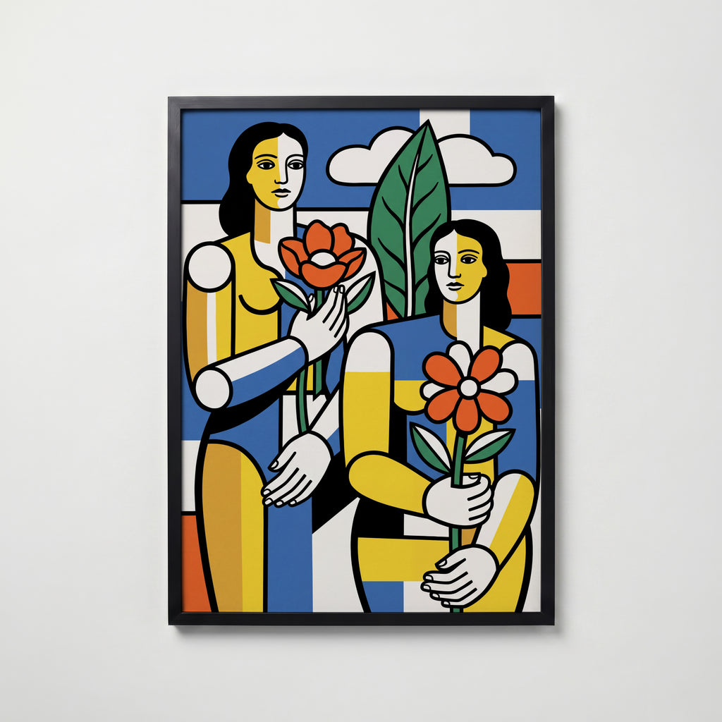 Fernand Leger Women with Flowers Poster – svart ram
