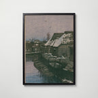 Hasui Kawase Lingering Snow at Urayasu 1932 Poster – svart ram