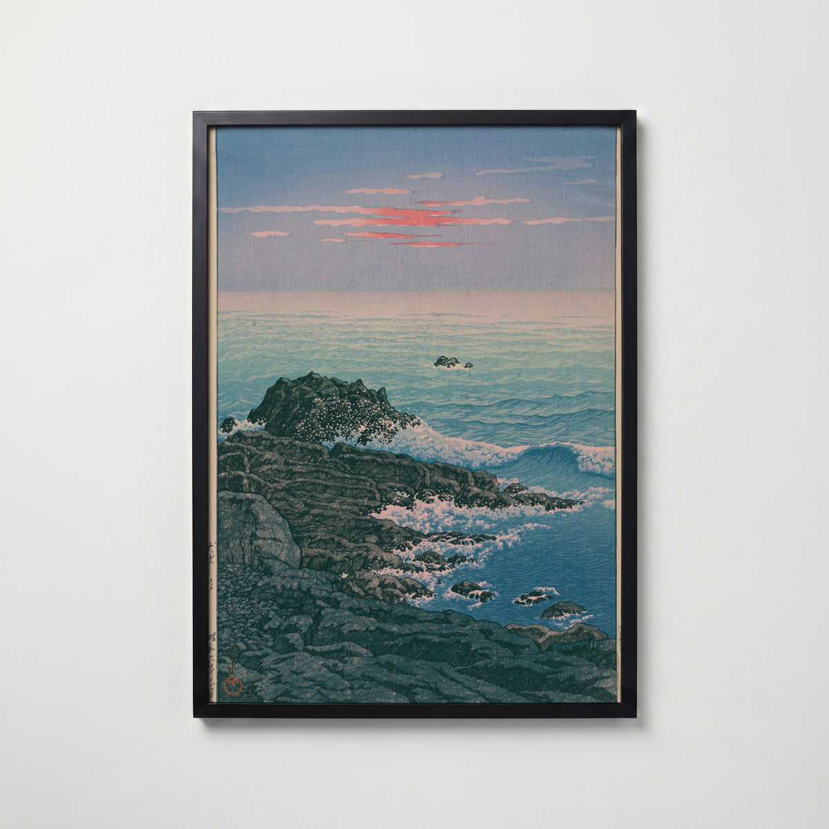 Hasui Kawase Morning at Cape Inubo 1931 Poster – svart ram