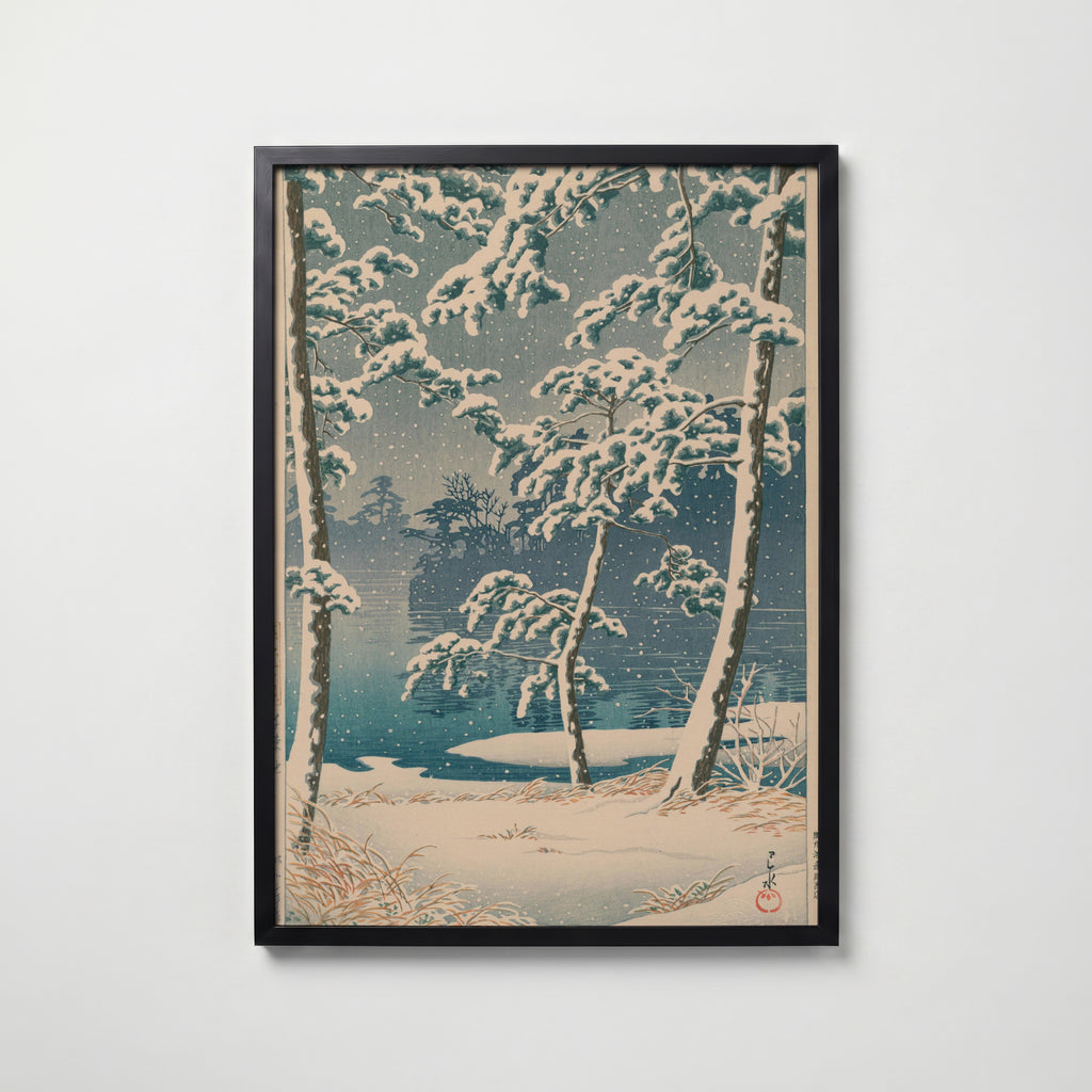 Hasui Kawase Senzoku Pond 1928 Poster – svart ram