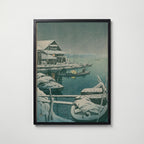 Hasui Kawase Snow at Mukojima 1931 Poster – svart ram
