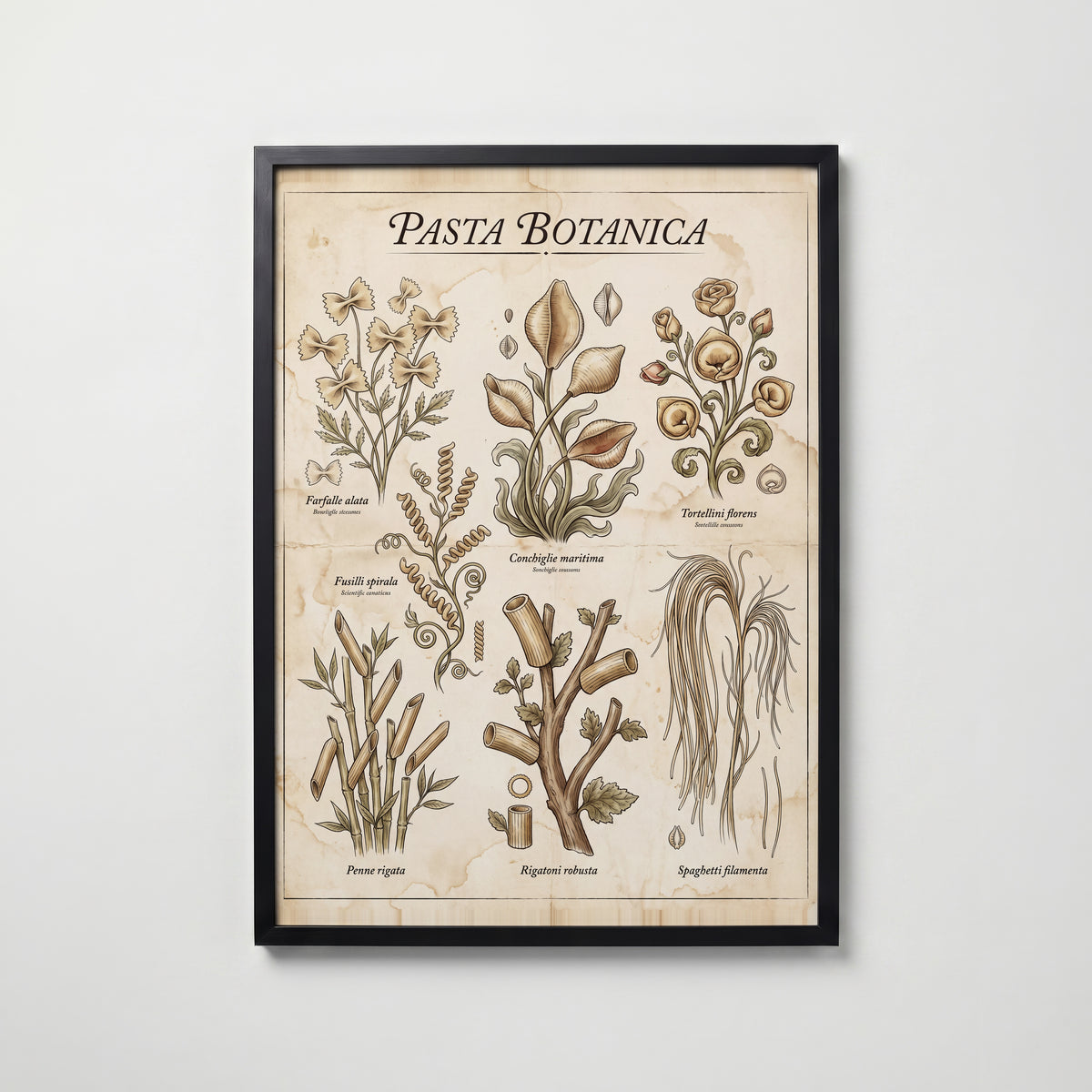 Pasta Botanica Poster – svart ram