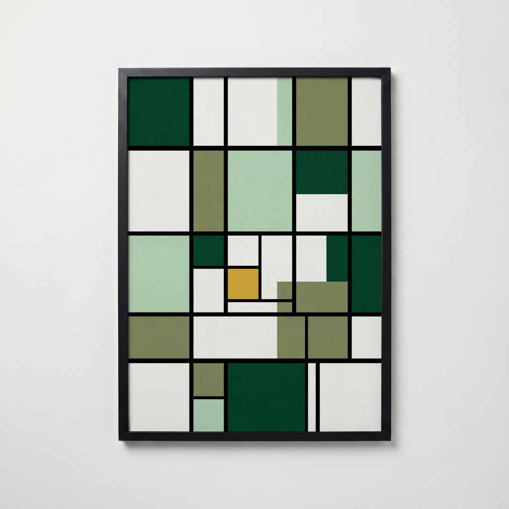 Piet Mondrian Composition in Green Poster – svart ram