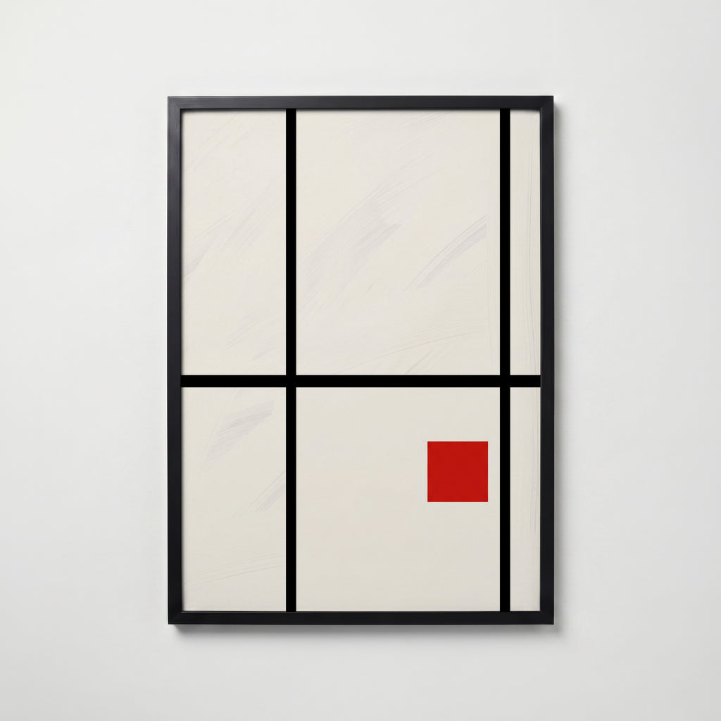 Piet Mondrian Composition with Small Red Square Poster – svart ram