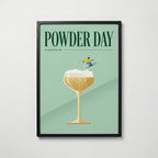 Powder Day Champagne Poster – svart ram