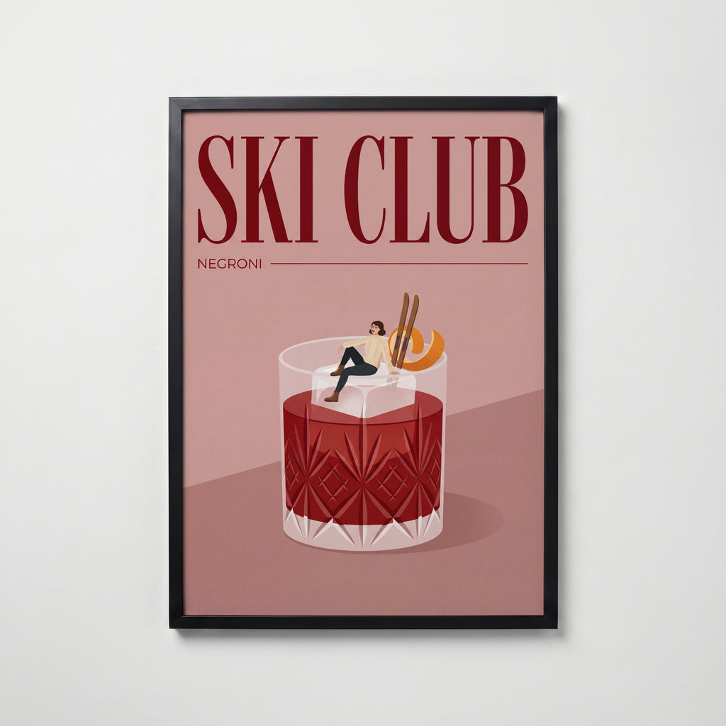 Ski Club Negroni Poster – svart ram