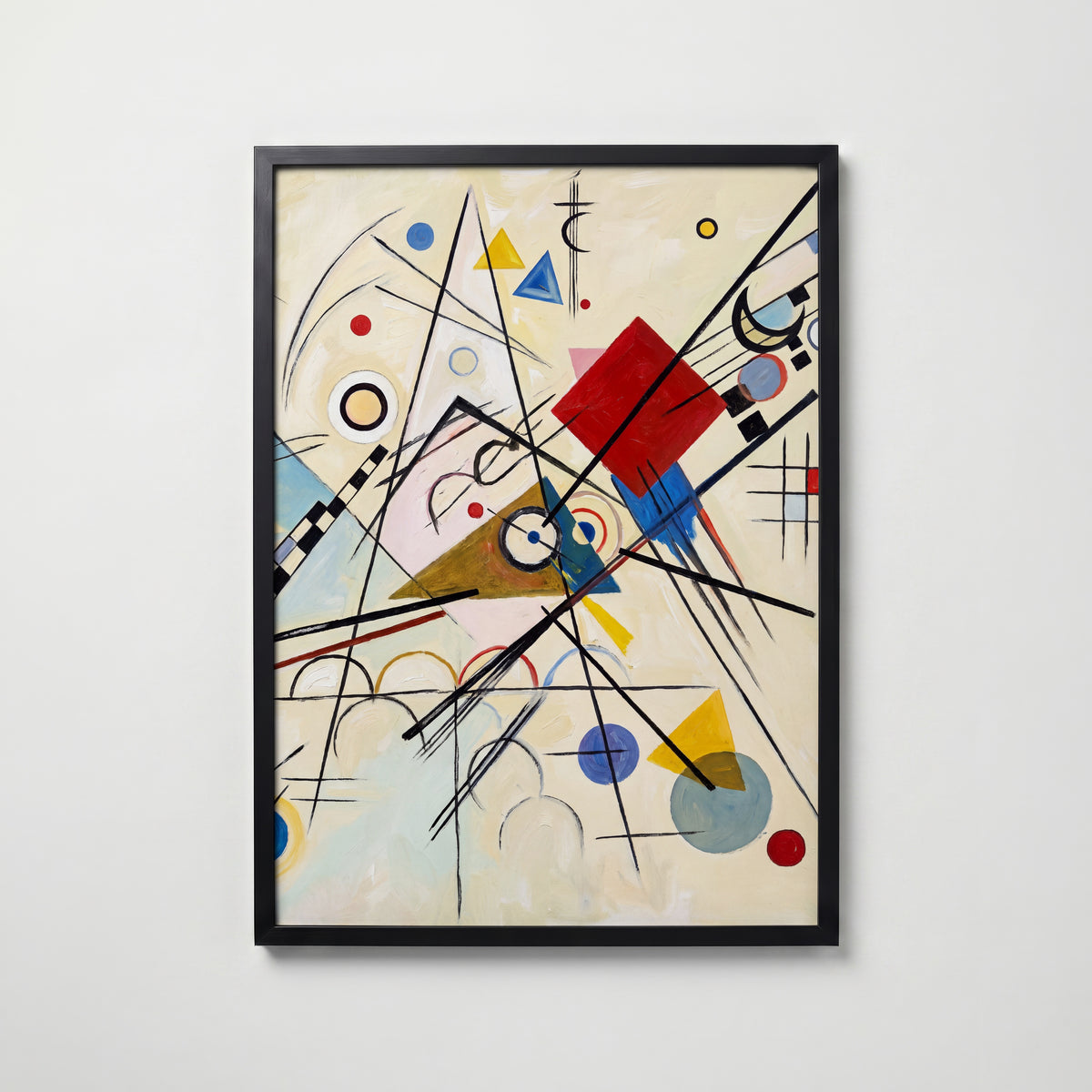 Wassily Kandinsky Lines on White Poster – svart ram