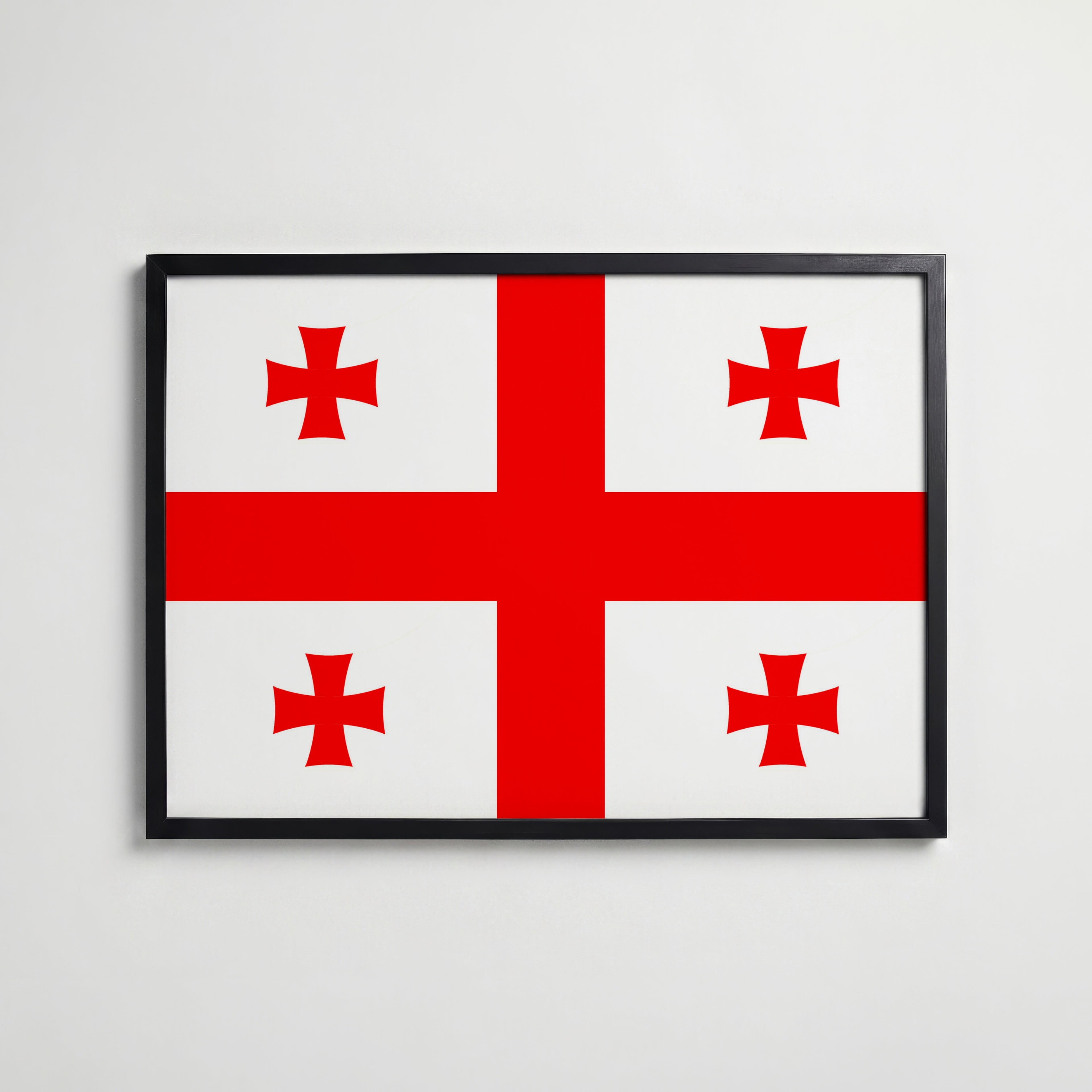 Georgia National Flag Poster i svart ram – stilren konsttryck som väggdekor från Bozetto