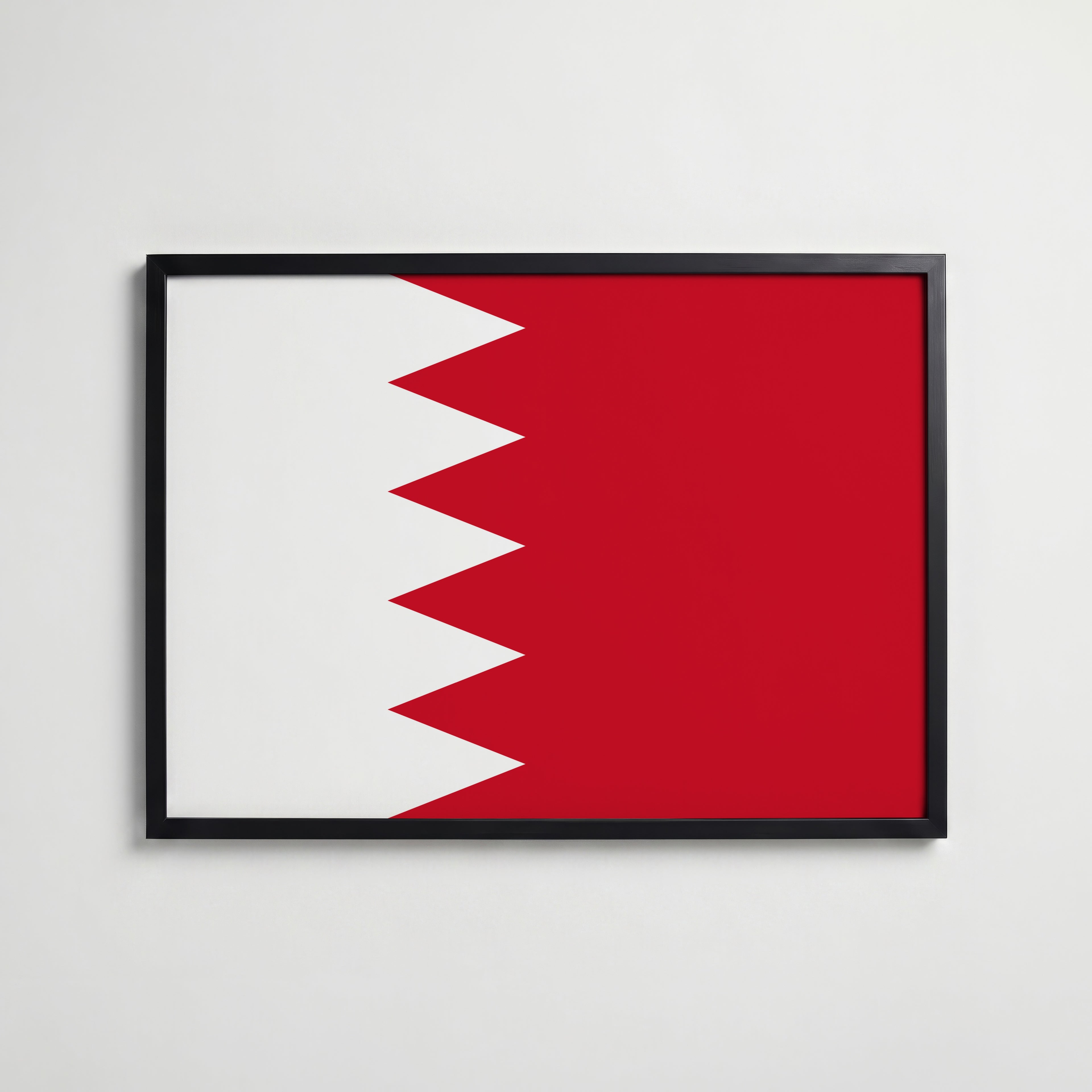 Bahrain National Flag Poster i svart ram – stilren konsttryck som väggdekor från Bozetto